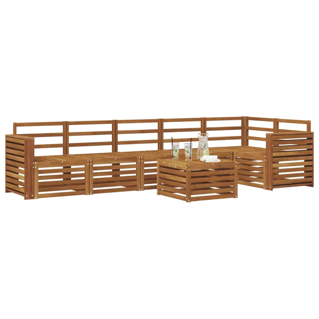 Set divano sezionale 7 pcs Naturale Legno di Acacia Massello 3374934