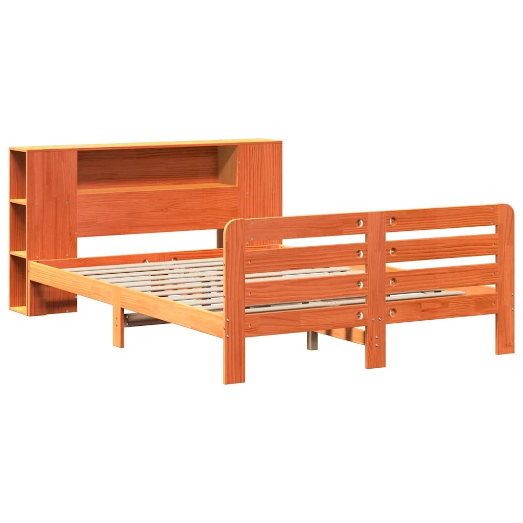 Giroletto senza Materasso-Struttura Letto Marrone Cera 150x200 cm Legno di Pino 901589