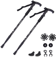 Trekkingstanghe 2 in 1 con impugnatura T, stanghe da trekking in lega di alluminio, leggerezza, stanghe da trekking per viaggiare, arrampicare, esterno, trekking, colore nero