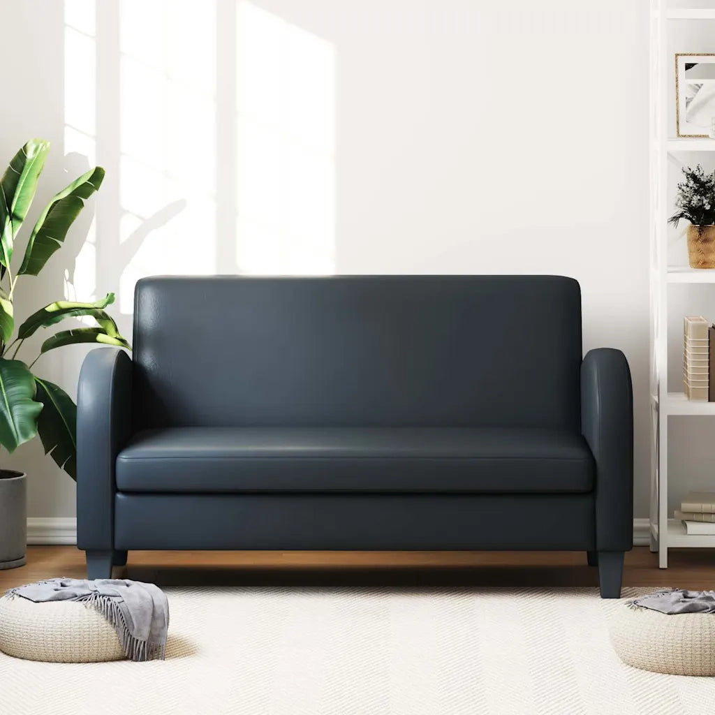 Divano a 2 Posti-Sofa 2 Posti in Pelle Artificiale Nero