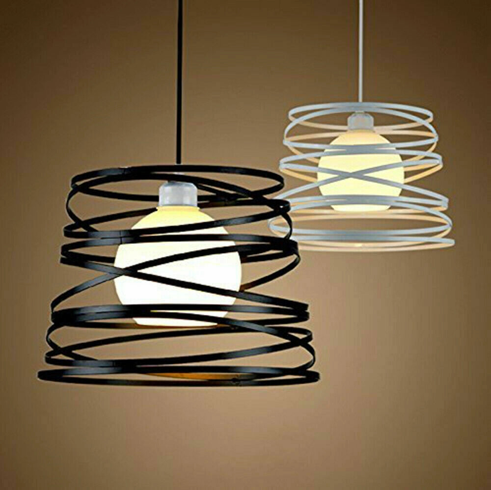 Lampadario a Sospensione Moderno con Paralume fasce in Metallo Ferro Intrecciate SENZA LAMPADINA Nero