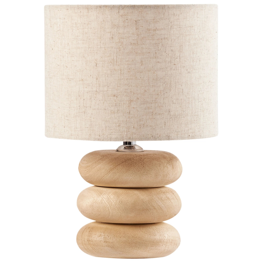 Lampada da tavolo a stelo con paralume in tessuto e base in in metallo marrone chiaro Design moderno Soggiorno