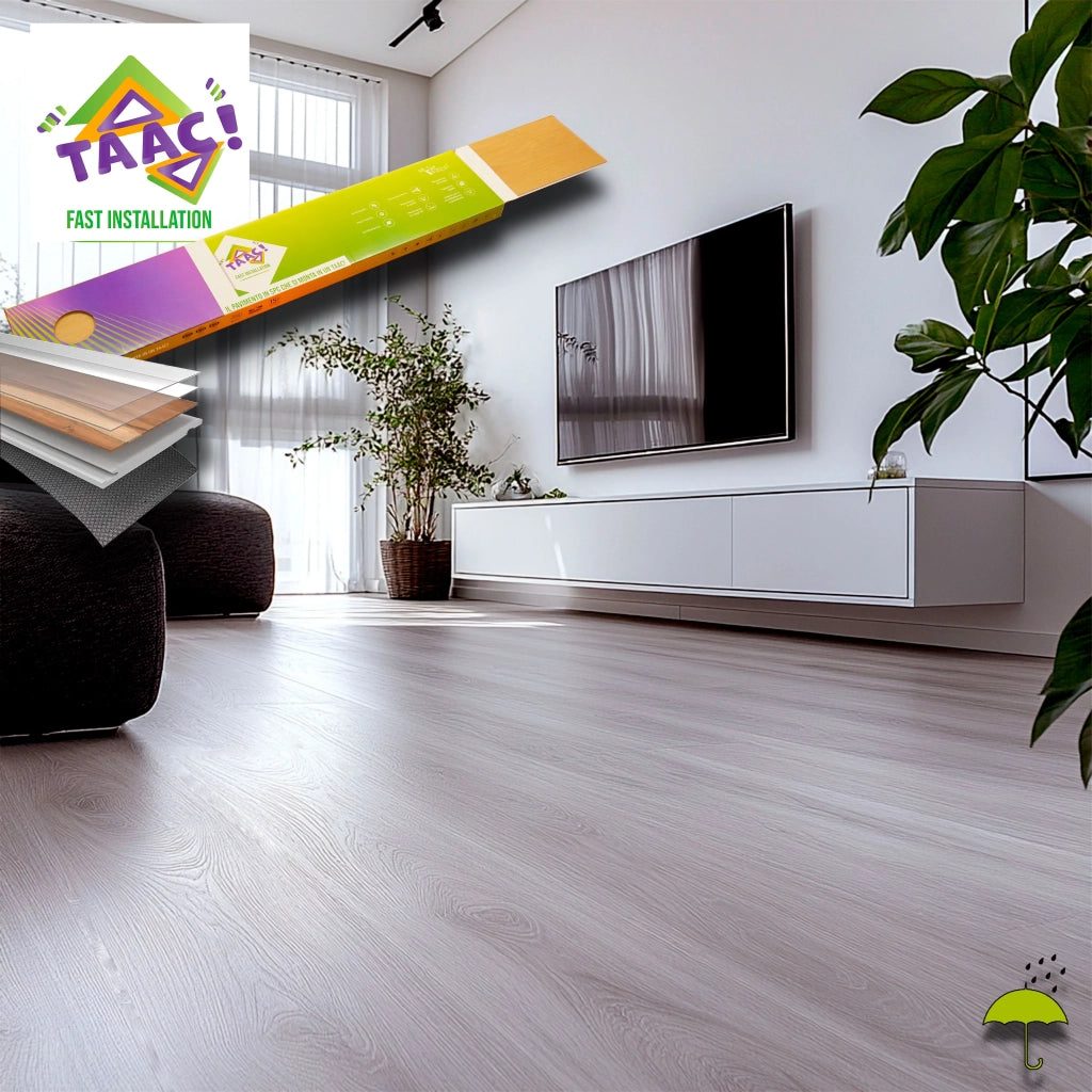TAAC! il Pavimento SPC in Polvere di Pietra Fast-click 5mm (sp.4+1) HI-RES 1220x228mm mod. SOLE (prezzo al m²)