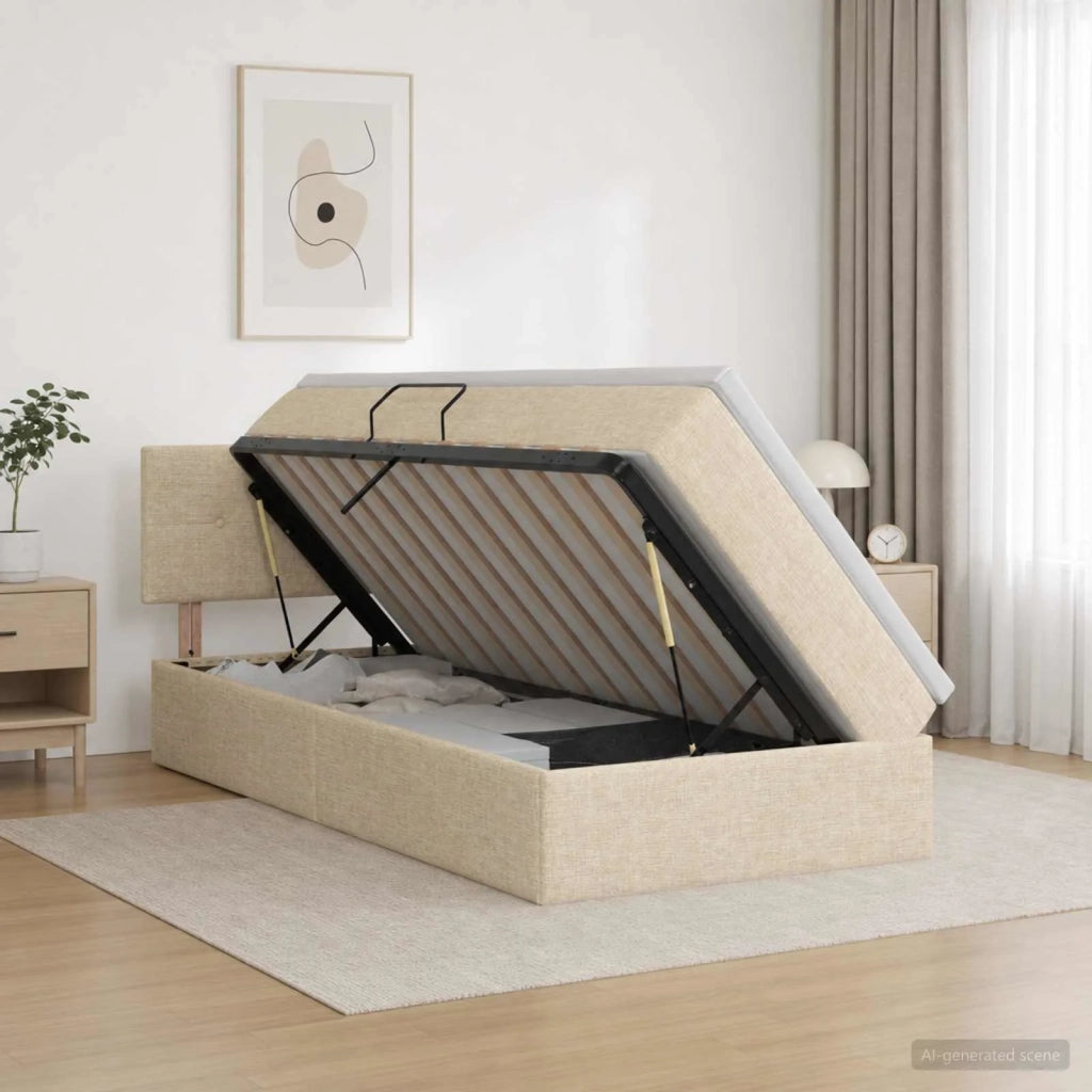 Letto con contenitore e materasso Crema 90 x 200 cm Velluto 3458599