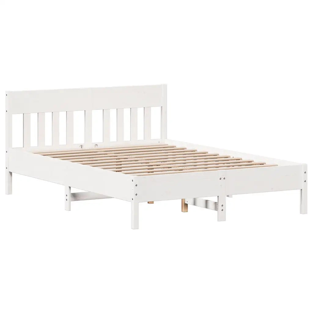 Letto matrimoniale | Letto per adulti | Letto Libreria senza Materasso Bianco 150x200 cm Legno di Pino