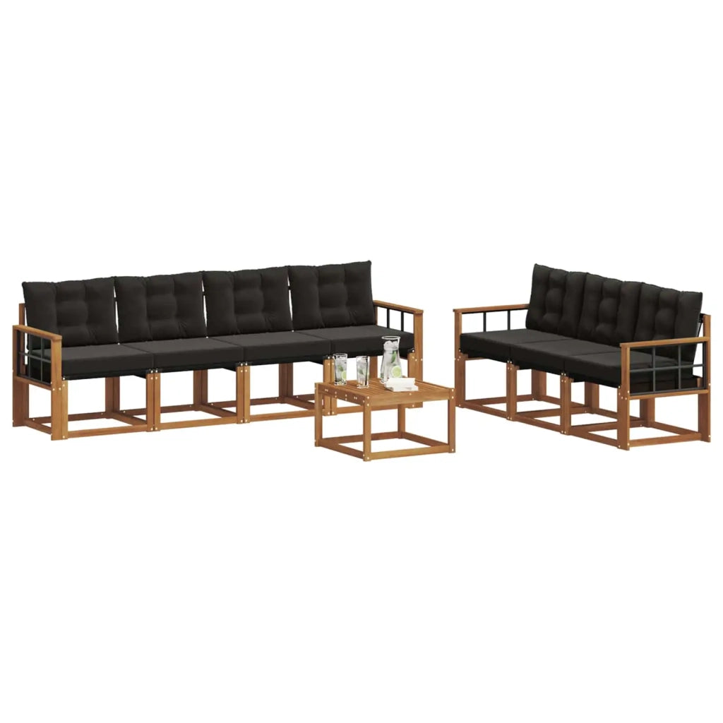 Set di divani da esterno con cuscino 8 pcs Naturale e Nero 3368479