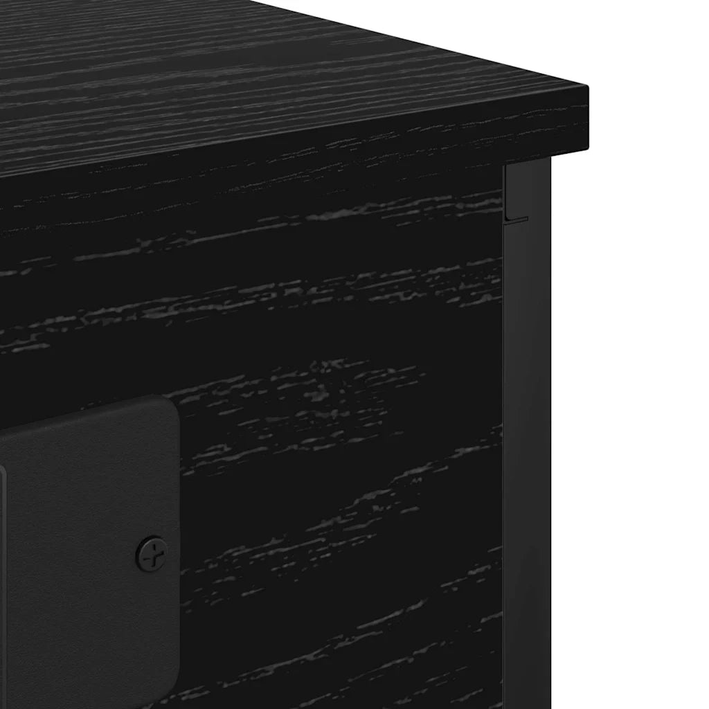 Comodino | Armadio da Notte | Mobiletto da notte Rovere Nero 41 x 31 x 51 cm Legno multistrato