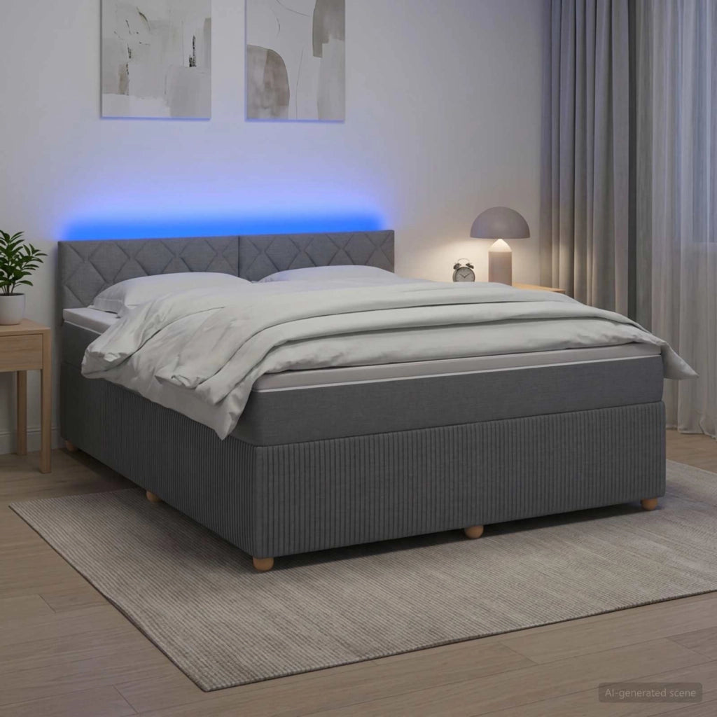 Letto box spring con materasso Grigio Chiaro 160 x 200 cm 3452974