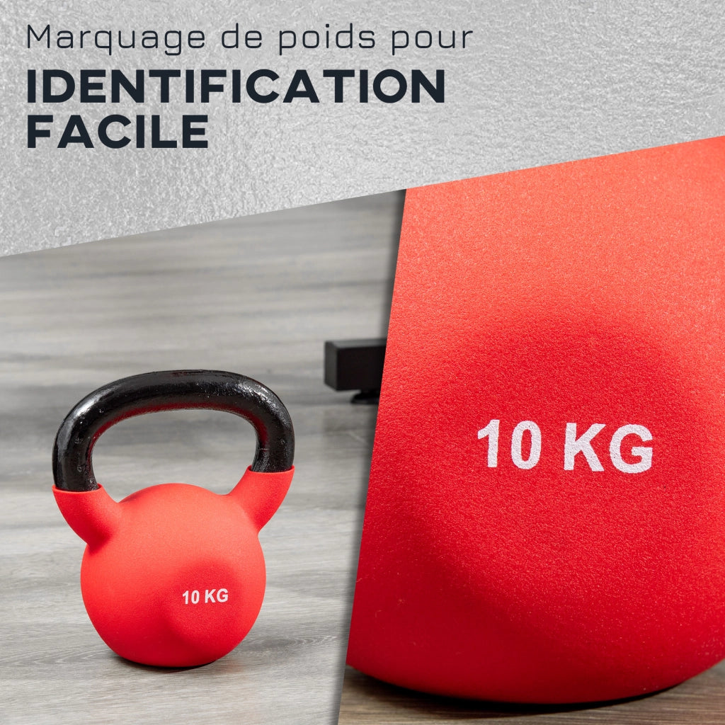 Kettlebell 10 kg ¨C Minimal ¨C 19x12x22cm rosso e nero
