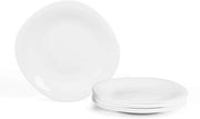 Tavolo da Cucina in Vetro Opalescente, 25,4 cm, Set di Piatti per Lavastoviglie e Microonde, Bianco, Set di Piatti Quadrato per 6 Persone