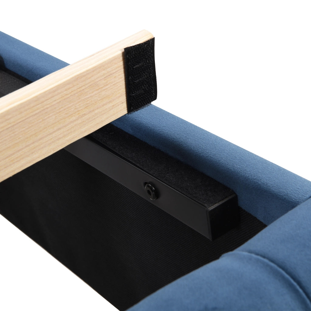 OKWISH Letto Bambino 90×200 cm, Letto Singolo con Testiera Imbottita, Borchie Decorative e Piedini in Legno, senza Materasso, Velluto, Blu