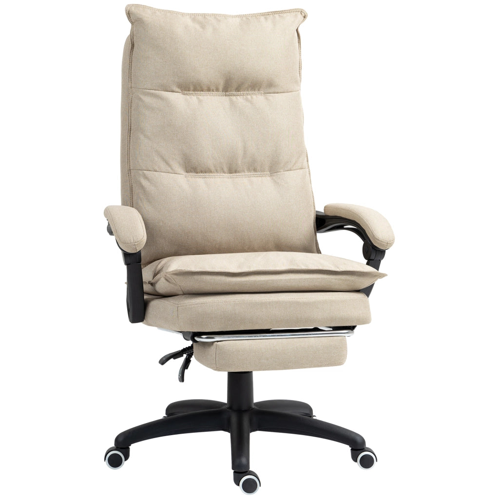 Poltrona da Ufficio Massaggiante ¨C Xylo ¨C Beige con Poggiapiedi e Schienale Reclinabile