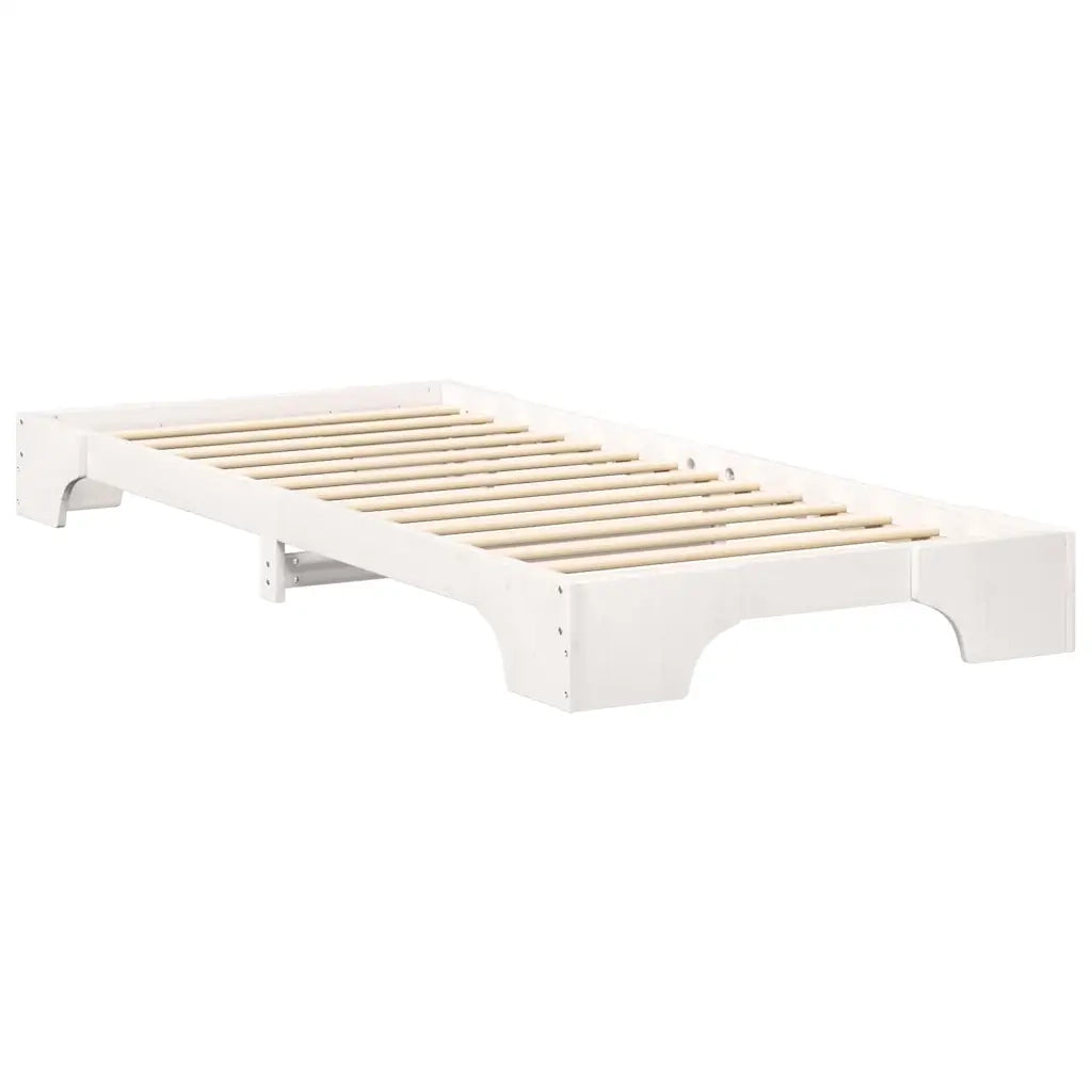 Letto singolo | Letto per adulti | Struttura del letto Bianco 100 x 210 cm Pino massello