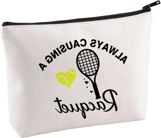 Borsa di tennis regalo per appassionata di make-up con chiusura a zip e funzionalità da viaggio