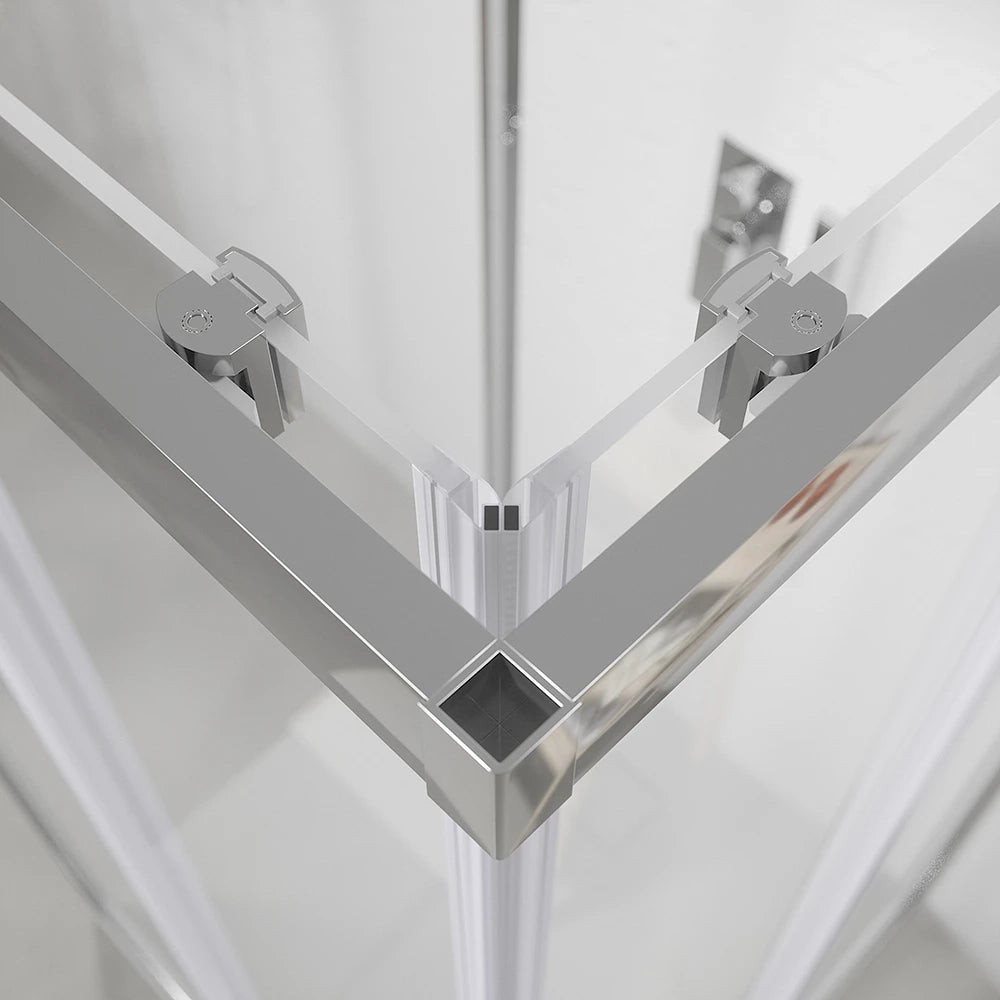 Box doccia cromato 3 lati 80x90x80 cm con doppio scorrevole h190 cm e vetro trasparente 6 mm | Tremiti
