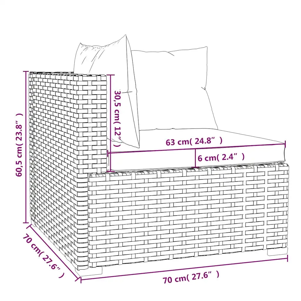 Set Divani da Giardino 4 pz con Cuscini in Polyrattan Grigio 317512