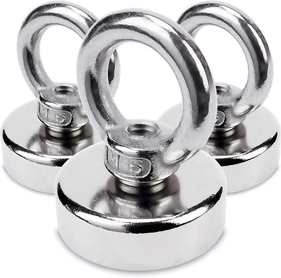 Oggetto Neodymium - molto forte - 3 pezzi - con contenitore in acciaio - Ø 25 x H 32 mm