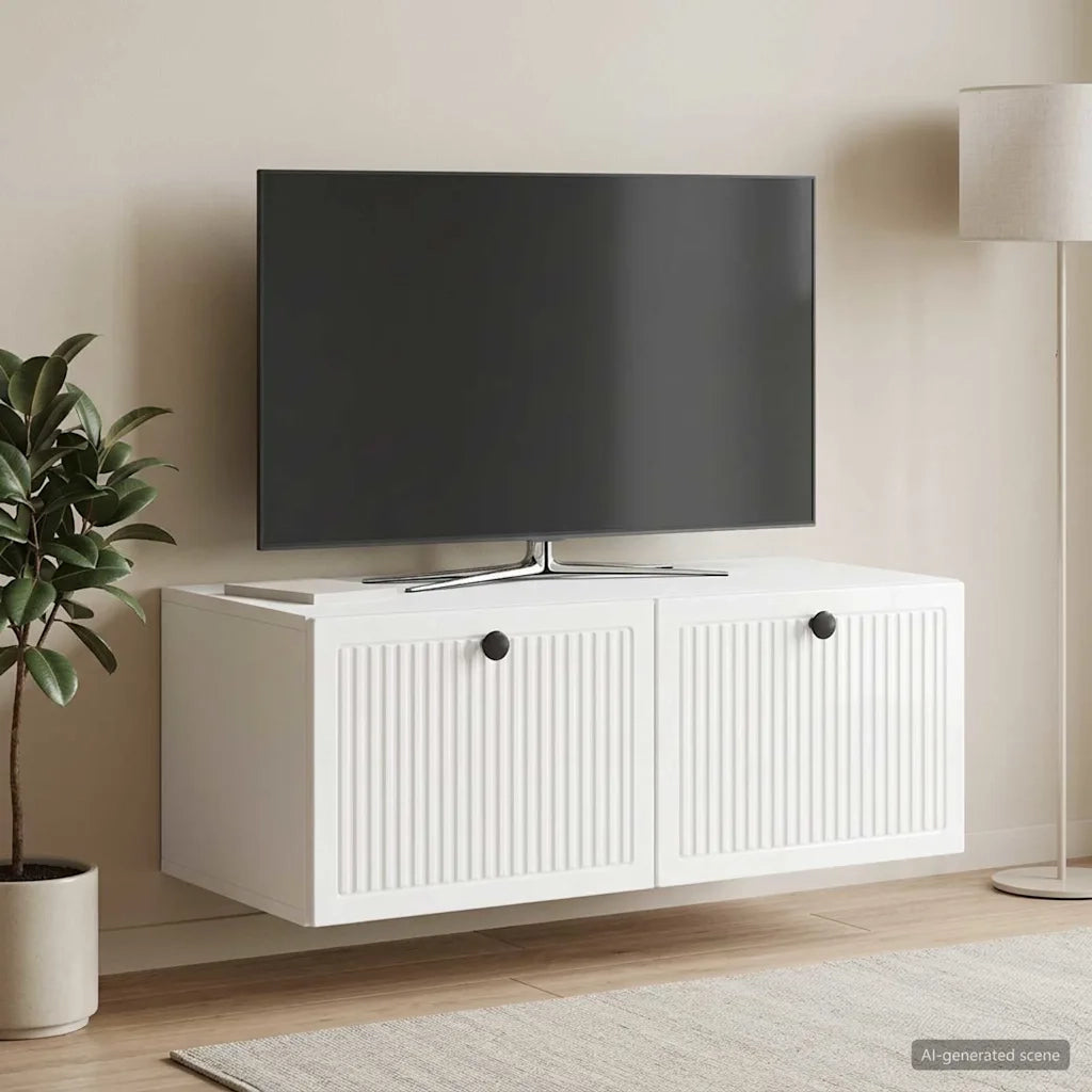 Mobile Porta TV da Muro Bianco Lucido 78,5 x 41 x 30 cm 898009