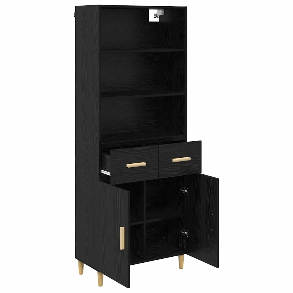 Credenza-Buffet-Armadio da cucina Rovere Nero 69,5 x 34 x 180 cm Legno multistrato 891548