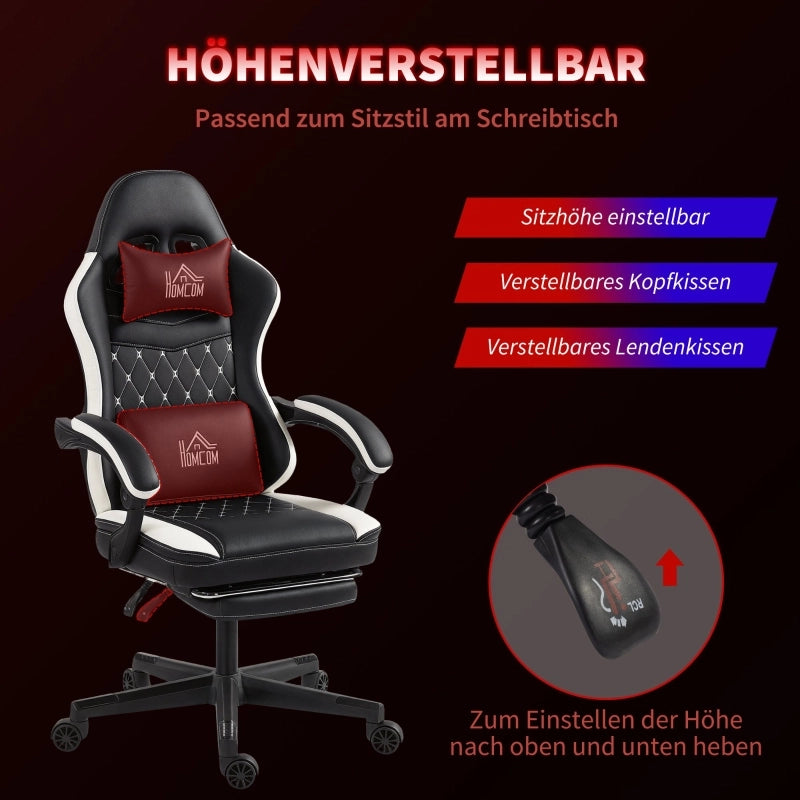 SEDIA DA GAMING Reclinabile 64x65x118-128 cm Poliestere Nero con poggiapiedi