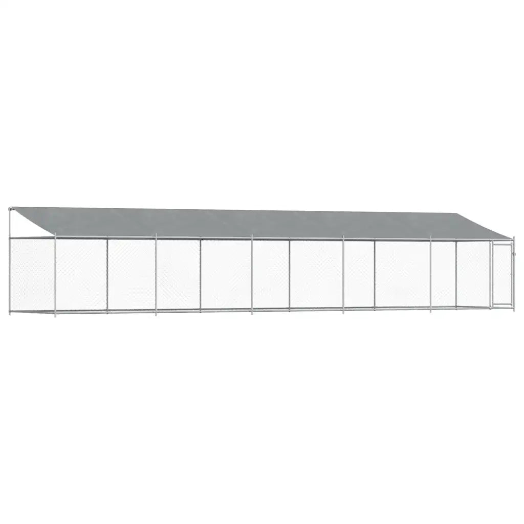 Gabbia Cani con Tetto e Porta Grigia 10x2x2 m Acciaio Zincato 3209571