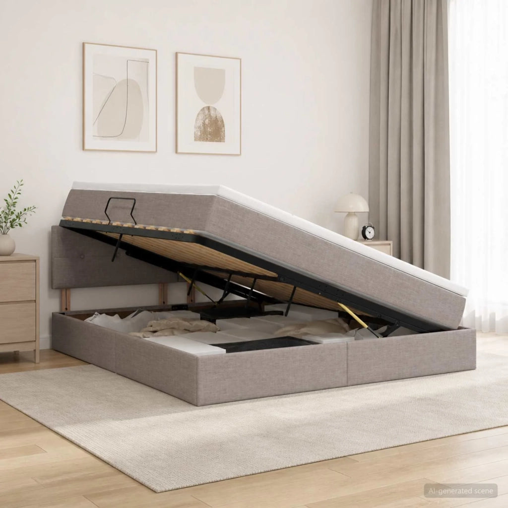 Letto con contenitore e materasso Tortora 140 x 200 cm Velluto 3458628