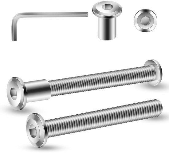 Viti di unione 10 pezzi - M6 x 65mm - Viti per mobili - Viti di rivestimento - Viti di connessione per armadi - Acciaio inossidabile A2 - Robuste e resistenti alla corrosione