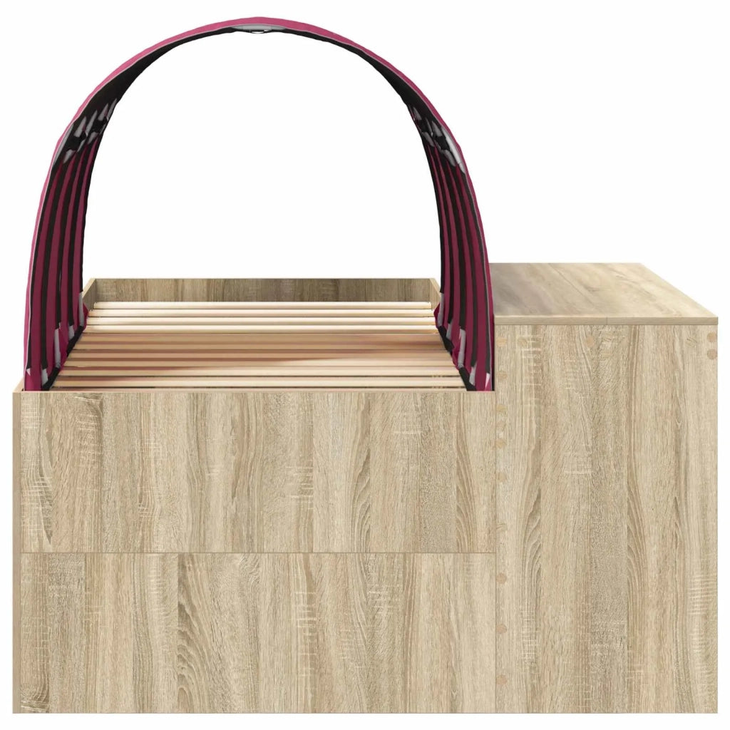 Letto con Tunnel 3 pz Rovere Artigianale e Rosso 3423699