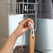 Plank per doccia da appendere, acciaio inossidabile, docciaschermo senza foratura, per la comoda conservazione di shampoo, maniglia antiscivolo per doccia da appendere, verniciata, 83 cm