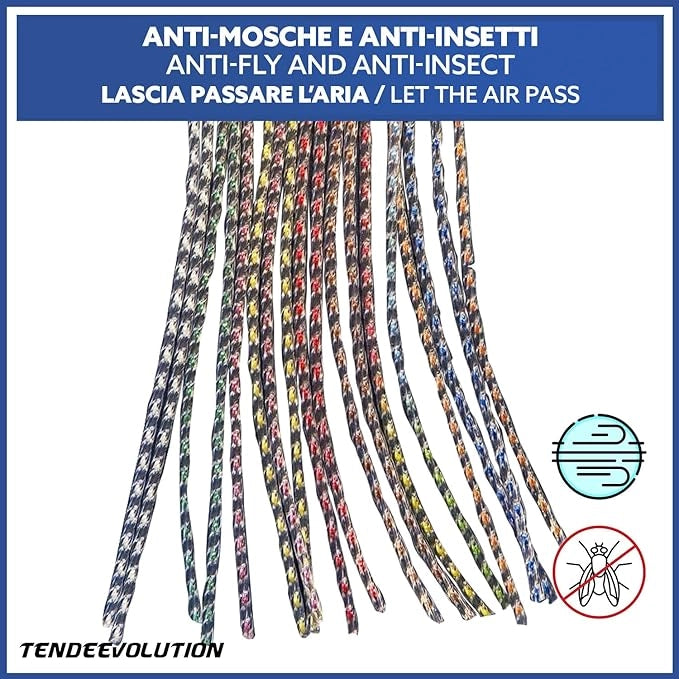 Tenda Antimosche Modello Filo in PVC, Plastica Verde | Largh. 1,40m x Alt. 2,20m | Protezione Insetti, Porta, Esterno, Interno