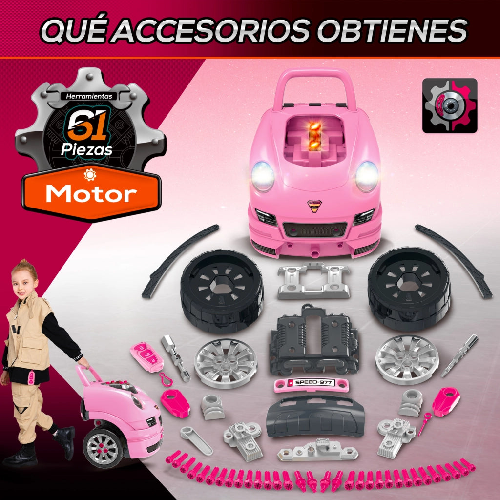 Set di Giochi per Bambini con Strumenti e Volante ¨C Zephmum ¨C Rosa 40x39x47 cm