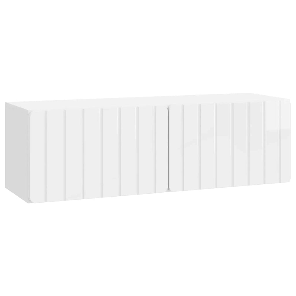 Mobile Porta TV da Muro Bianco Lucido 98 x 31 x 30 cm 898389