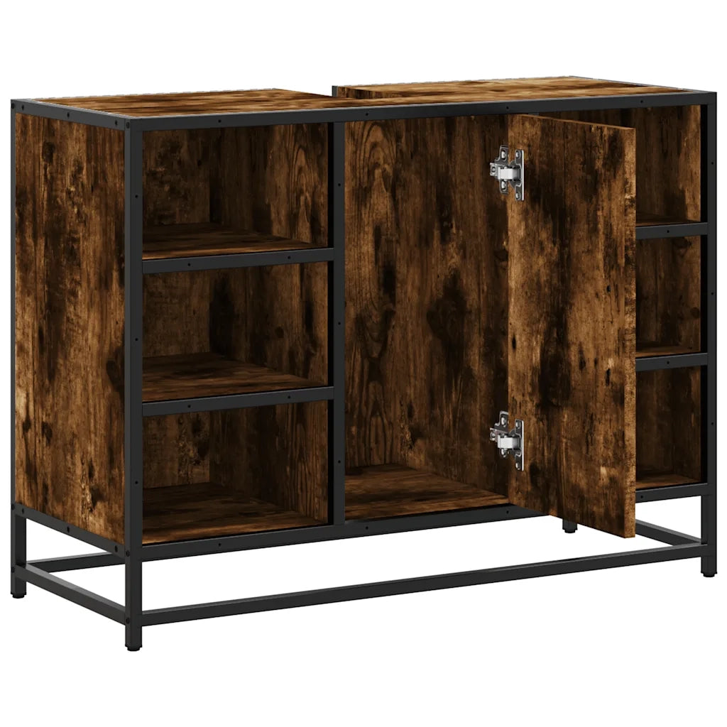 Mobile Lavabo Bagno-Armadietto da bagno Rovere Fumo 60x30x60 cm Legno Multistrato 215423