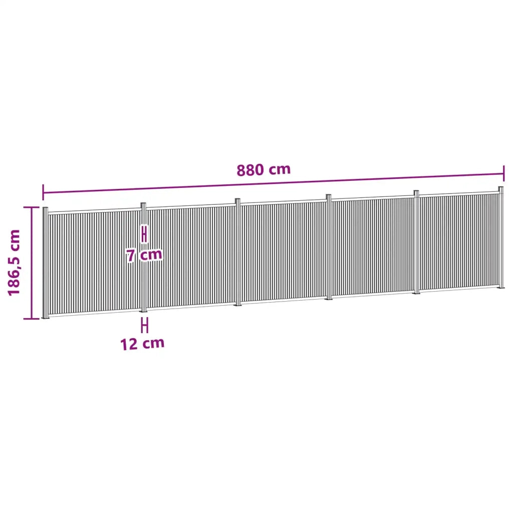 Pannello di Recinzione 5 pz 880 x 186,5 cm WPC e Alluminio Nero 3429487