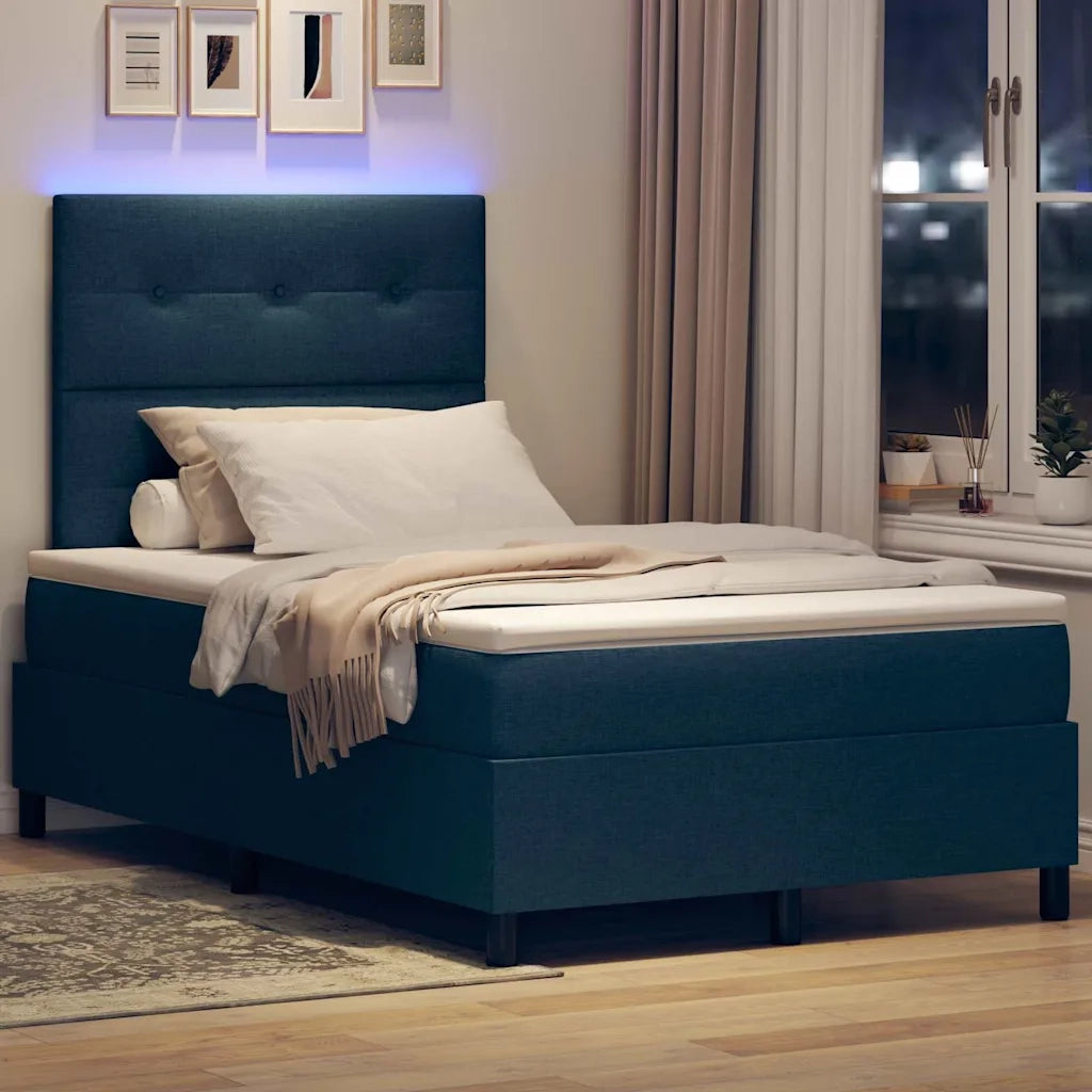 Letto a molle con materasso con led Blu 120 x 200 cm Tessuto