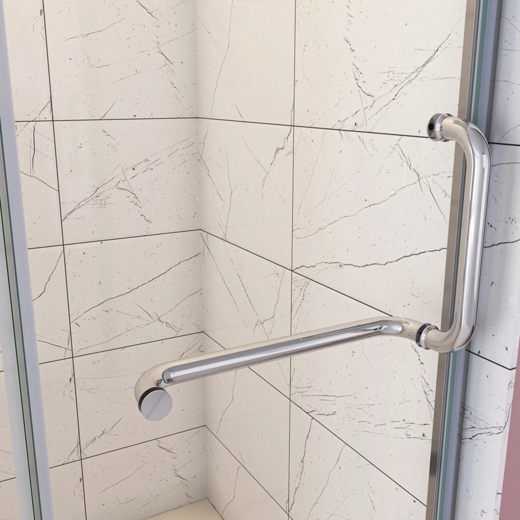 120x190 cm Porta Doccia Per Nicchia Apertura Battente in Vetro 8 mm Temperato Trasparente Anticalcare e Maniglione Porta Asciugamani Barra Stabilizzatrice