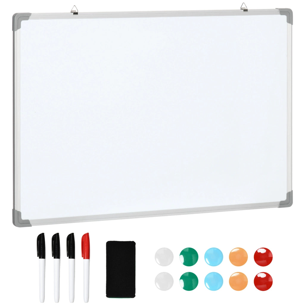 Lavagna Magnetica Bianca ¨C Xylo ¨C Con 4 Pennarelli, Cancellino e 10 Magneti, Bianco Argento