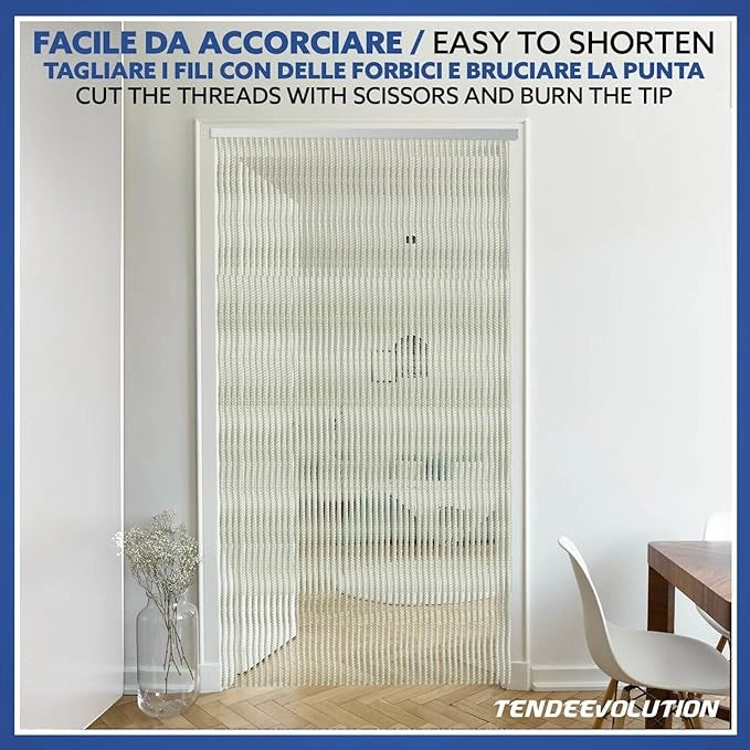 Tenda Antimosche in Cordoncino Grigio | Largh. 0,80m x Alt. 2,40m | Protezione Insetti, Porta, Esterno, Interno