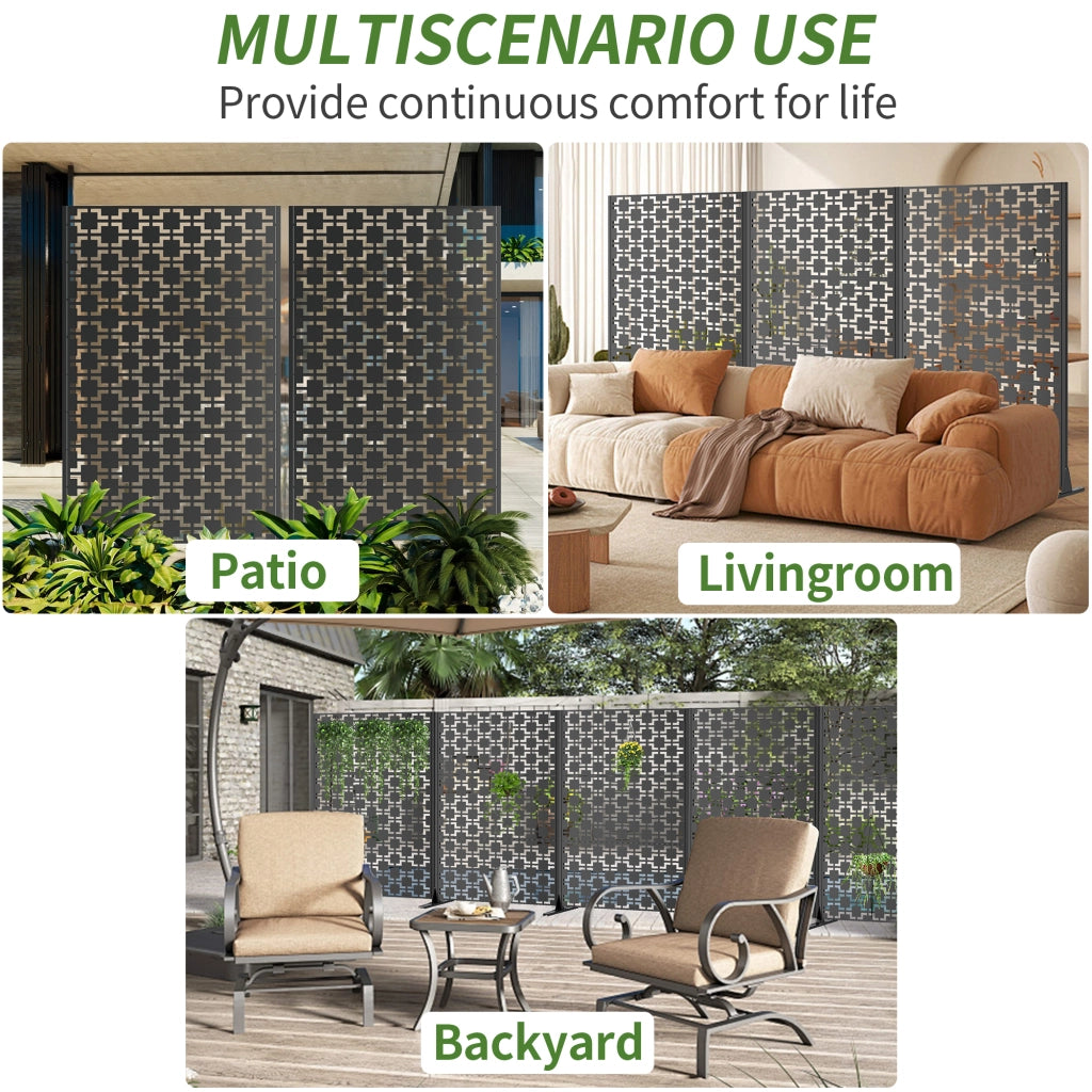 Paravento da Giardino in Metallo ¨C MINIMAL ¨C 183x116 cm, per Balcone, Patio e Terrazza