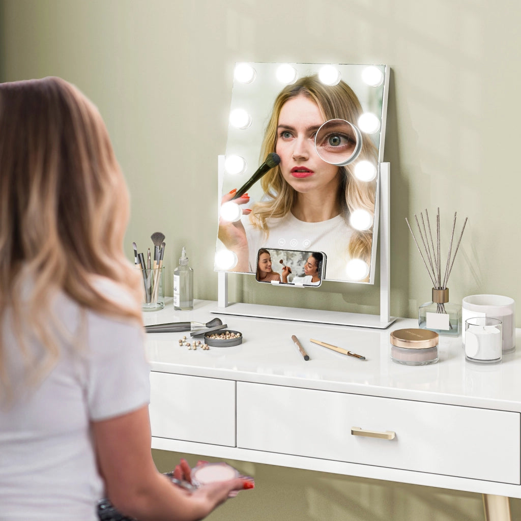 Specchio da Trucco con Luce ¨C zephmum ¨C Bianco 30x40 cm