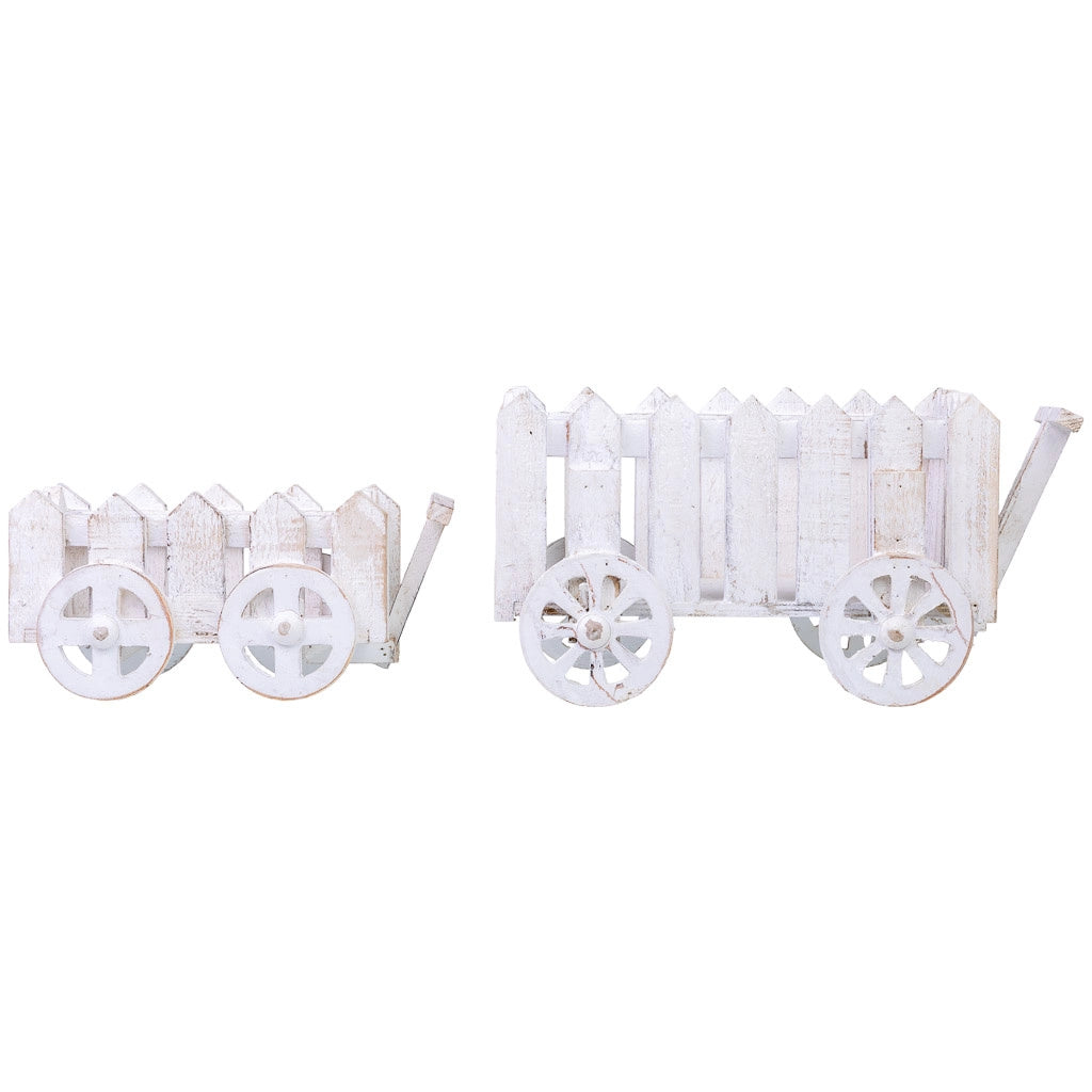 Set di 2 portavasi in legno 28x22x18h-22x12x12h cm