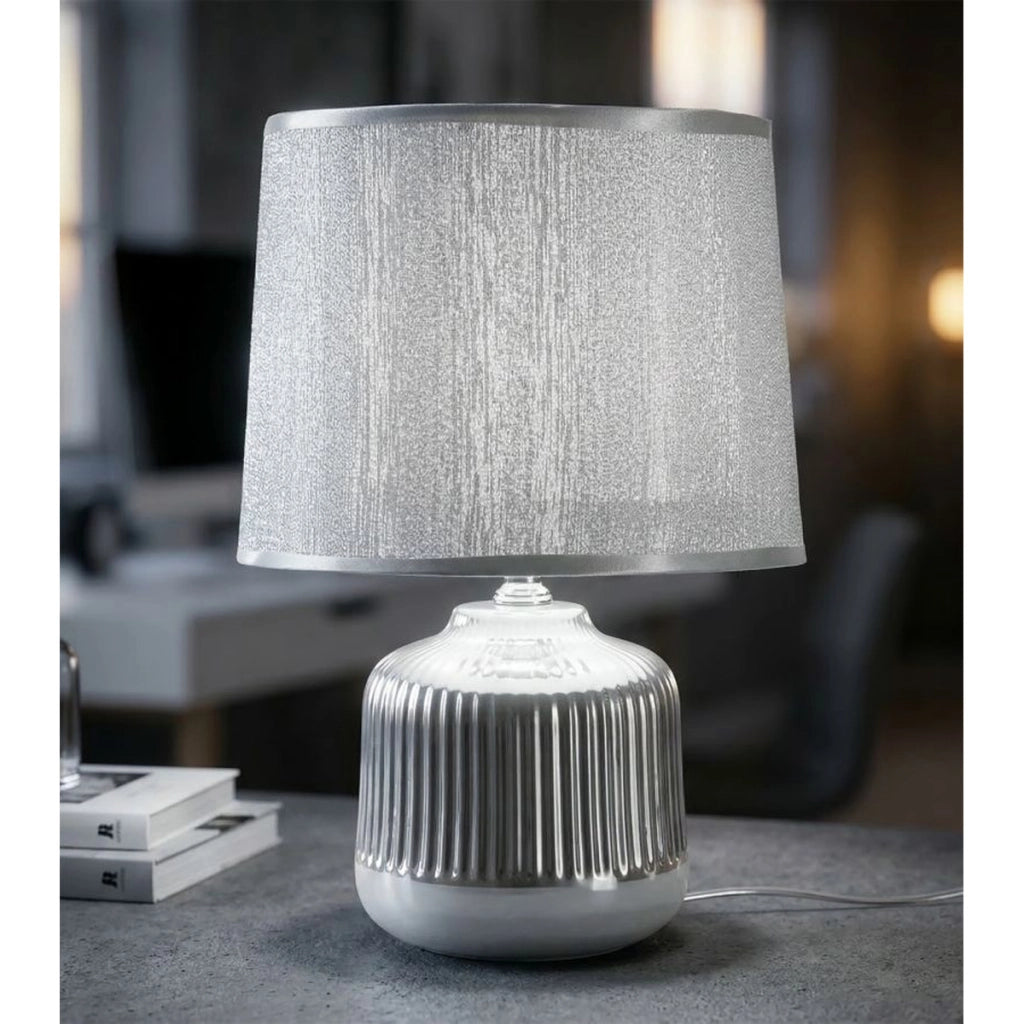 Lampada da tavolo Lucina argento in ceramica Ø20×29 cm