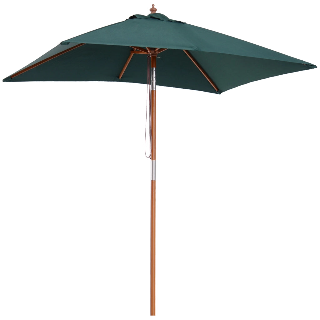 Ombrellone da Giardino Inclinabile 6 Stecche Legno ¨C Minimal ¨C Verde 200x150 cm