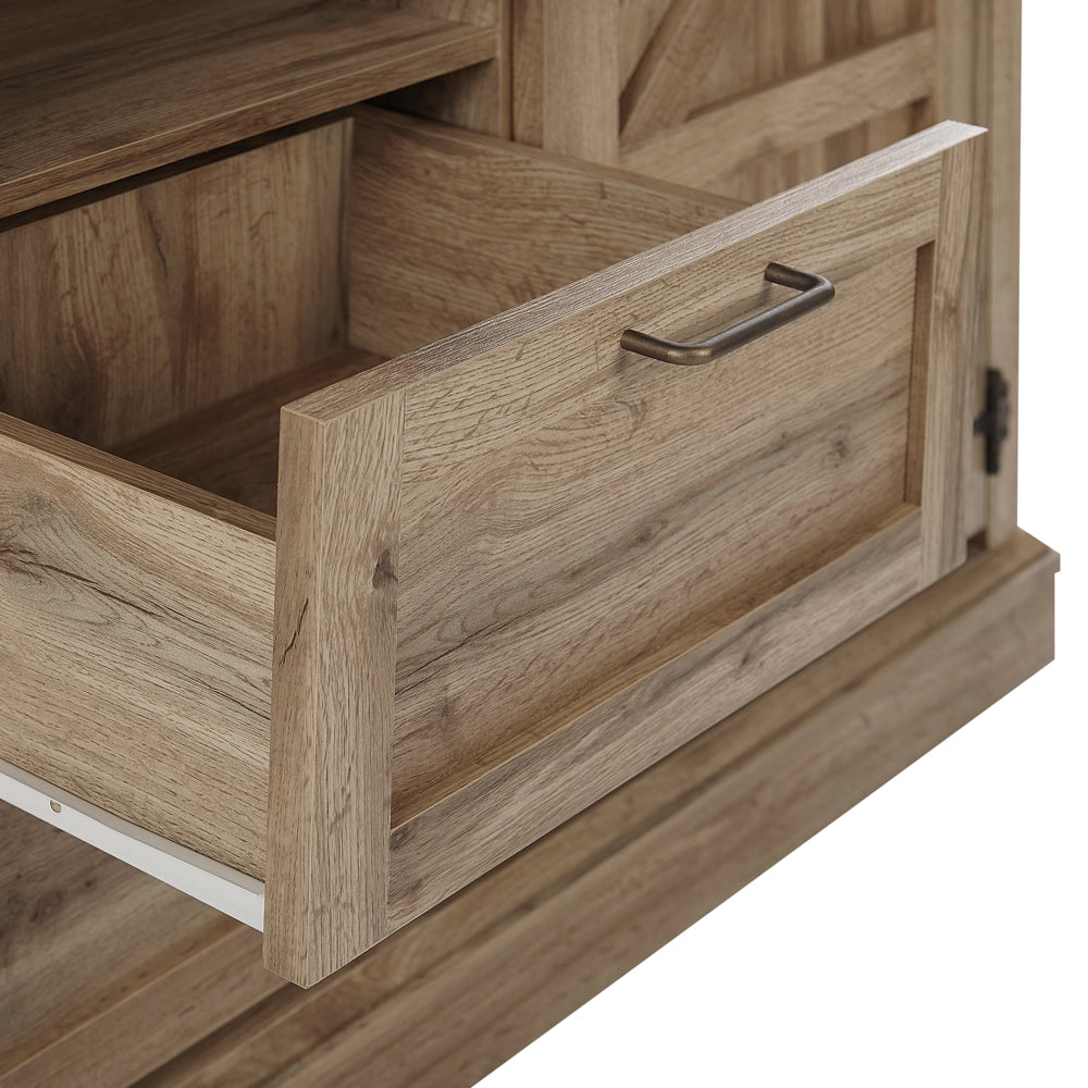 Madia credenza Finitura Legno Chiaro 100 x 40 x 79 cm Armadio 1 Anta con 2 Cassetti