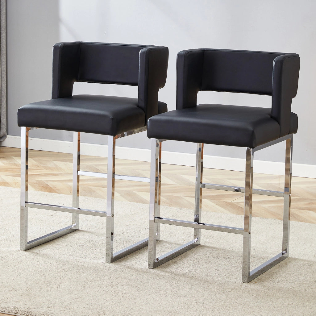 Set 2 Sgabelli da Bar ¨C Xylo ¨C Design Nordico, Gambe in Metallo Argento, Nero