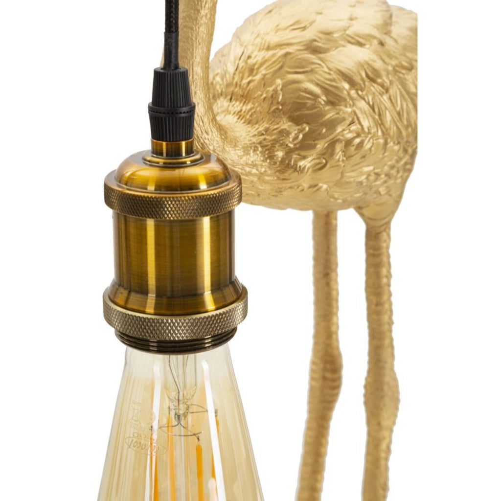 Lampada da tavolo Flamingo piccola in resina dorata