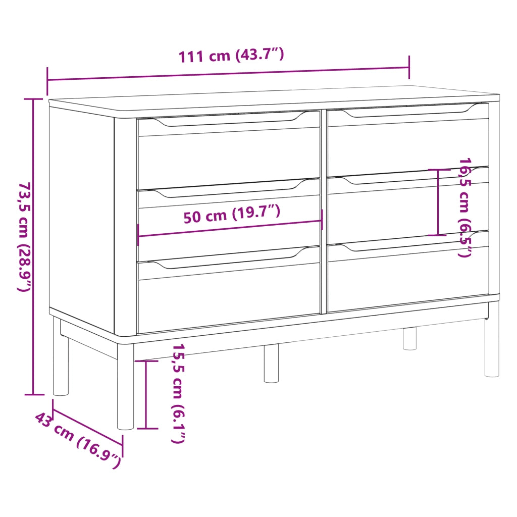 Cassettiera FLORO Marrone Cera in Legno Masselo di Pino 374011