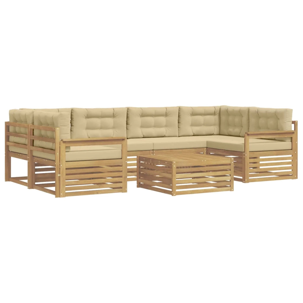 Set di divani da esterno 7 pz Bianco e Beige Poliestere 3390113