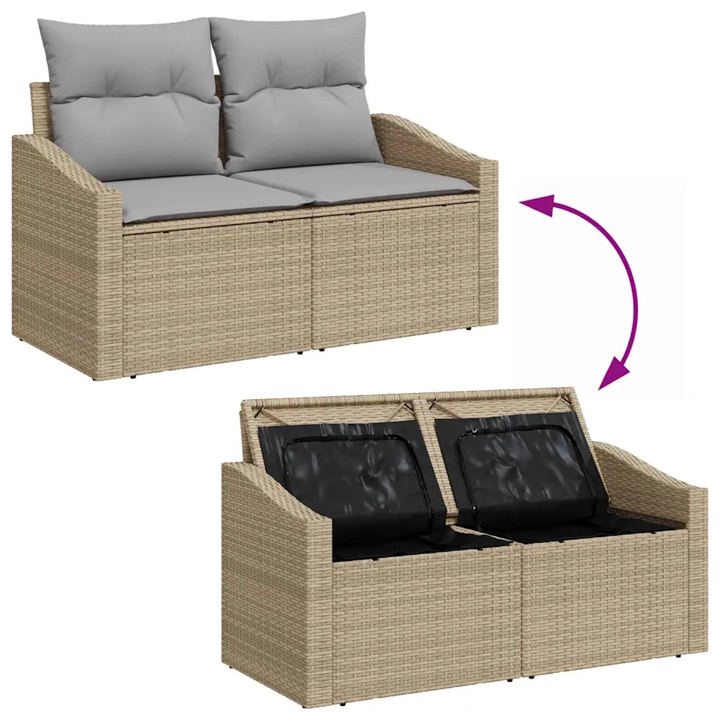 Set Divano da Giardino Beige e Grigio Chiaro polyrattan 3355559