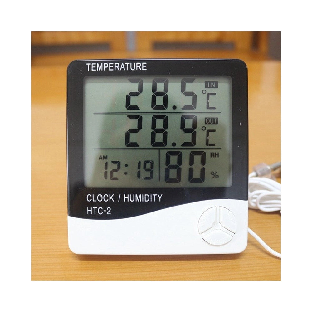 Trade Shop - Termometro Igrometro Digitale Temperatura Umidita' Ora Data Casa Htc-2 Con Sonda -